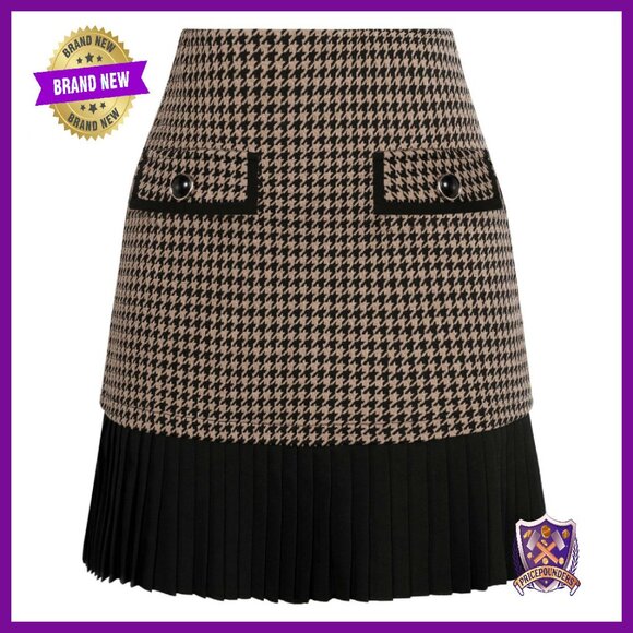 High Waist Pleated A-Line Mini Skirt, Polyester Viscose Blend, Elastic Waist